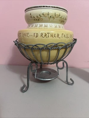 Chocolate Porcelain Fondue Pot Set Forget Love I’d Rather Fall In Chocolate - Image 1 of 4