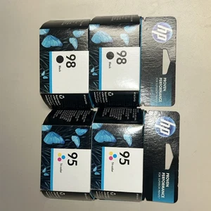 Cartucho de tinta color negro GENUINO NUEVO HP 98 95 (C9364WN/C8766WN) paquete de 4 - Imagen 1 de 2