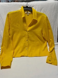 MICHAEL KORS Womens Bright Yellow 100% Linen Blazer Jacket Size Medium - Picture 1 of 5