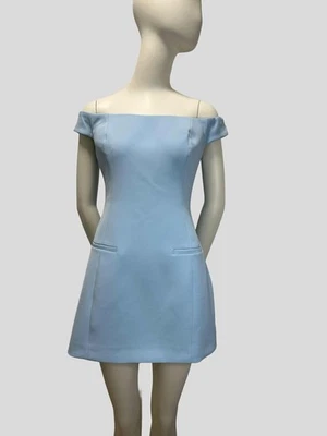 Mini Vestido Kookai Alto Hombro Descubierto Talla AU 12 NUEVO CON ETIQUETAS PRECIO DE VENTA SUGERIDO POR EL FABRICANTE $220 Azul Pálido Foto 1 de 4