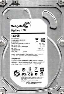 ST4000DM000 F/W: CC54 P/N: 1F2168-568 SU S300 05/2014 Seagate 4TB - Picture 1 of 2