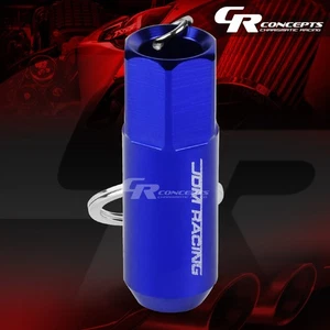 BLUE ANODIZED ALUMINUM JDM RACING TUNER WHEEL RIM LUG NUT CHARM KEY CHAIN RING - Picture 1 of 5