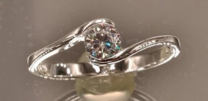 Sterling Silber 925 Solitär Ring mit einem Zirkonia Ø ca. 5 mm auch vergoldet - Bild 1 von 10