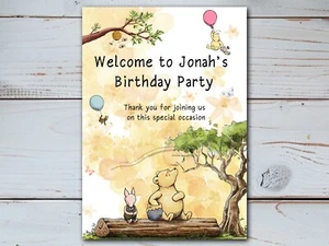 Personalised Winnie The Pooh Welcome Sign A4 (Any Occasion) - Picture 1 of 1