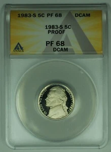 1983-S Jefferson Nickel Proof 5C ANACS PR 68 DCAM (18) - Picture 1 of 2