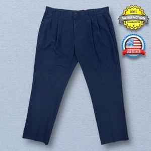 Izod MENS Big&Tall 44x32 Performance Plus Stretch Dress Pants Navy Double Pleat - Picture 1 of 17