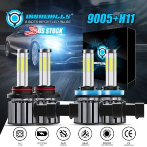 6-side H11 9005 LED Headlight Bulbs High Low Beam for Ford F-150 2015-2021 6000K - Picture 1 of 12