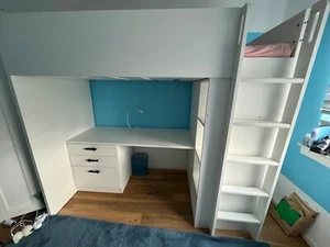 hochbett ikea weiß SMÅSTAD 90x200cm gebraucht mit matratze - Bild 1 von 4