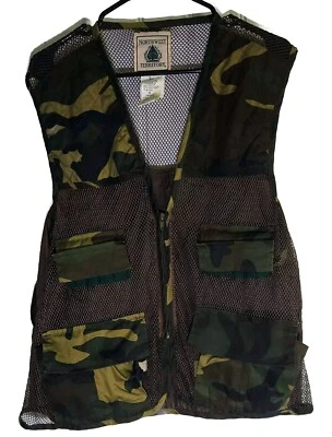 NORTHWEST TERRITORY Hunting Camo Vest Shell Holder Game Pouch Zipper Men's Large - Image 1 of 4