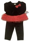 Cuddle Bear  Baby Dress/pant Set Black Velour Long Sleeve With Pink Tutu 6M NWT