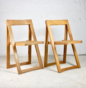 Pair of 2 Folding Cane Chairs by Aldo Jacob, Made in Yougoslavia in the 1960s - Picture 1 of 4