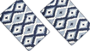 Set Of 6 Beaded Placemat White And Blue Tablemat Designer Charger Plate 12X14 In - Picture 1 of 9