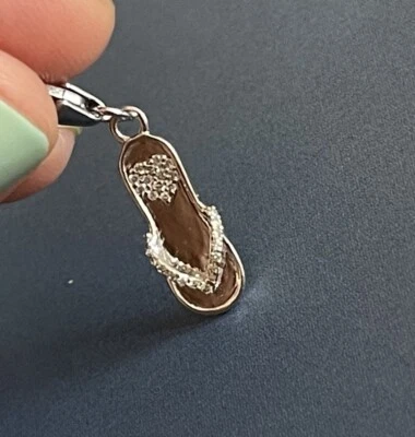 Diamond Charm in 18ct  White Gold 1 Sandal Charm with Removable Lobster Clasp - Image 1 of 4