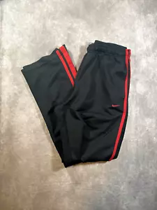 Vintage Y2K Nike Track Pants Mens L Red Black Stripe Swoosh Athletic - Picture 1 of 9