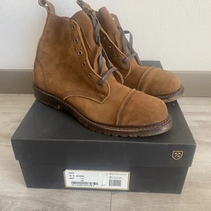 Allen Edmonds Caen Cap Toe Boots Acorn Brown Suede Kudu Leather Mens Size 10 D - Picture 1 of 18