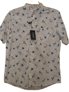 Chaps "Go Untucked" Size M S/S Cotton Blend Tropical Print Shirt NWT $55 MSRP - Picture 1 of 3
