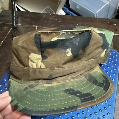 Vintage 80s USMC 8 Point Hat Size Medium ATLAS Camo Cotton  Marine Corps Type II - Image 1 of 4