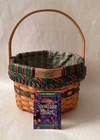Longaberger 1997 Christmas Collection Snowflake Basket W/Liner and Protector Cover