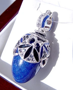 SALE! SCHÖNER RUSSISCHER ANHÄNGER STERLINGSILBER MIT ECHTEM LAPIS OSTEREI - Bild 1 von 2