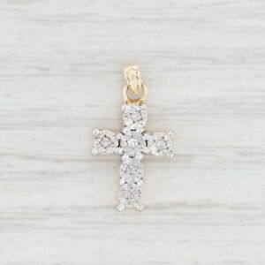 Small Diamond Cross Pendant 10k Yellow Gold Religious Jewelry