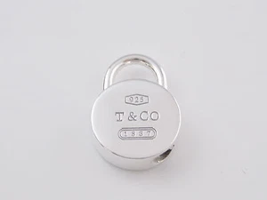 AUTHENTIC TIFFANY & CO SILVER 1837 PADLOCK ROUND CHARM 4 NECKLACE BRACELET - Picture 1 of 5