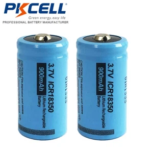 4X ICR 18350 3.7V 900mAh Li-ion Rechargeable Batteries Button Top For Flashlight - Picture 1 of 5