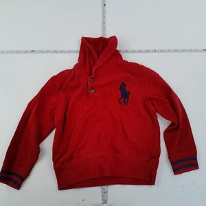 RALPH LAUREN POLO Jumper 5 Years Red Boys Kids Sweatshirt Shawl Neck - Picture 1 of 9