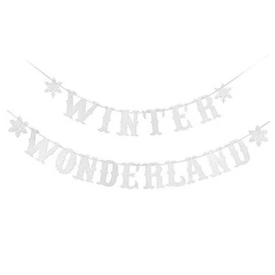 Banner Silver Glitter Snowflake Winter Wonderland - Baby Shower y cumpleaños  Foto 1 de 4