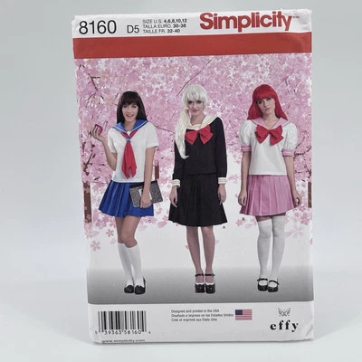 S8160 Sewing Pattern Costume Japanese Anime School Sailor Girl Misses 4-12 UC - Image 1 of 2