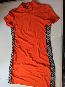 Calvin Klein Orange Dress Size M Medium Womens Stretch Knit Side Strip - Picture 1 of 7