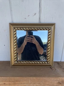 Gold Gilt Accent Mirror 14” x 14” Art Deco Style Hollywood Regency  - Picture 1 of 10