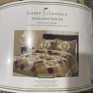 Home Classics Handcrafted Quilt Set - Autumn Wreath - King Patchwork Quilt Shams - Bild 1 von 10