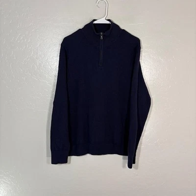 Suéter masculino Bonobos médio azul marinho quarto de zíper pescoço simulado pulôver malha casual - Imagem 1 de 4