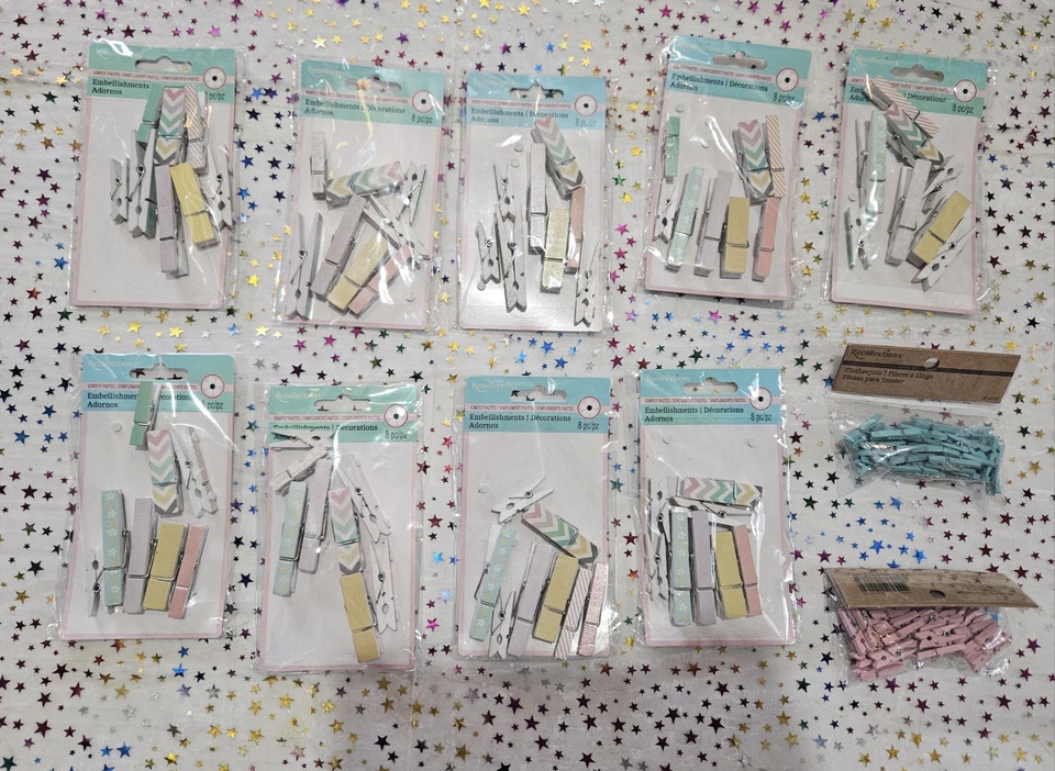 Lote de 100+ pinzas para ropa de madera de colores pastel para manualidades y manualidades hágalo usted mismo Foto 1 de 4