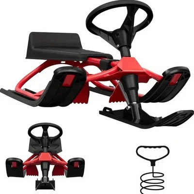 Schlitten Lenkschlitten Lenkbob Lenkrad Ski Snow Skibob Kinderschlitten - Bild 1 von 2