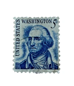 1966 George Washington Unshaven 5c Blue Stamp US Vintage EXCELLENCE GUARANTEED - Picture 1 of 3