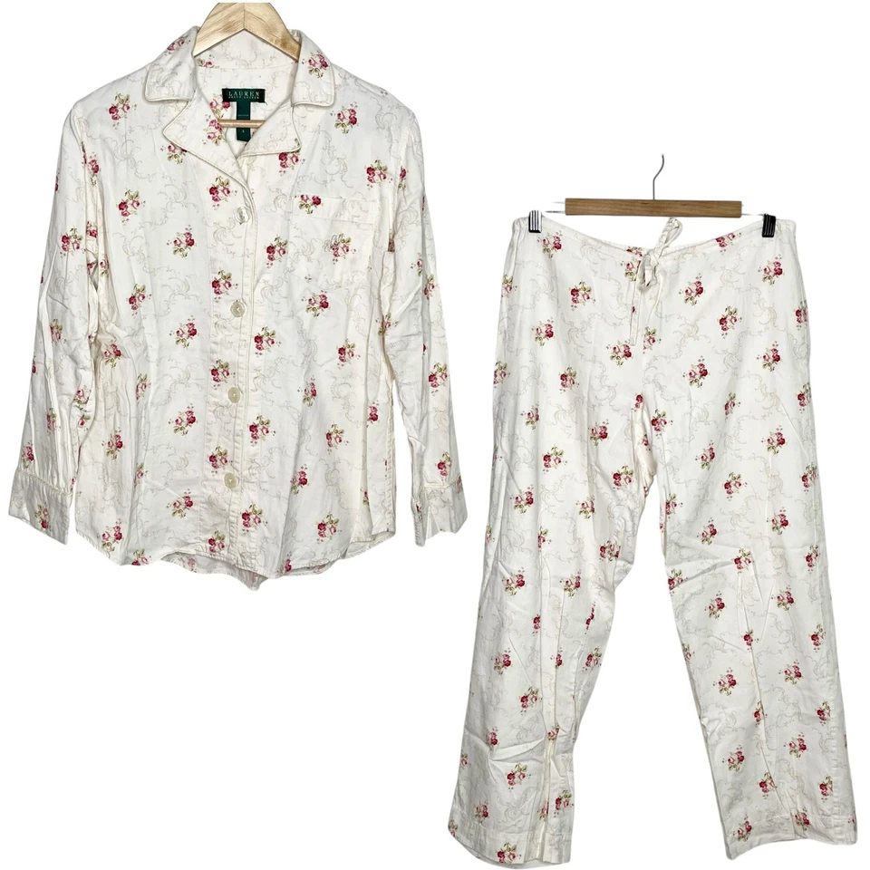 Комплект женских фланелевых пижам Ralph Lauren Цветочный Цвет розовый Цвет слоновой кости Heritage Cottage - Изображение 1 из 4