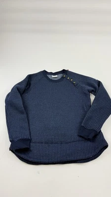 Suéter Columbia Mujer Pequeño Azul Tejido Gofre Botón Hombro Polar Pullover Foto 1 de 4