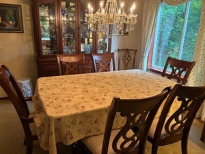 WAVERLY *SONATA ROSE FLORAL LINEN 51" X 66" TABLECLOTH #386 - Picture 1 of 12