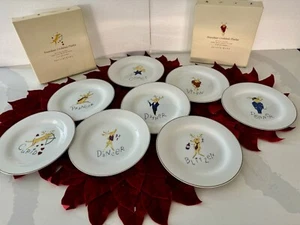 Pottery Barn Reindeer Cocktail Plates, 2 sets of 4 in original boxes, Japan - Picture 1 of 1