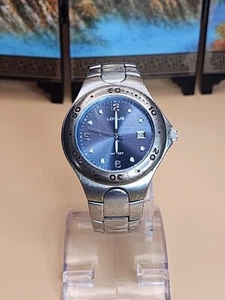LORUS Men's Gray Watch Blue Dial 100ft Date Calendar New Battery FREE SHIPPPING! - Picture 1 of 5