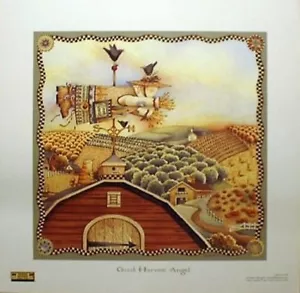Impresión artística ~ ÁNGEL DE BUENA COSECHA Debbie Mumm granero granja espantapájaros veleta 13x13 - Imagen 1 de 1