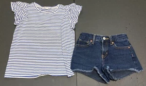 Girls Gymboree & Old Navy Outfit Size 5 - Navy Heart Top w/Ballerina Jeggings - Picture 1 of 8