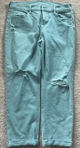 Old Navy Mid Rise Boyfriend Jeans Sz. 8 English Channel Teal 566173 EUC! - Picture 1 of 4