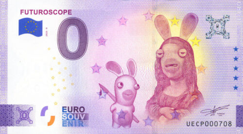 86 FUTUROSCOPE Lapins crétins, Mona Lisa, 2023, Billet Euro Souvenir
