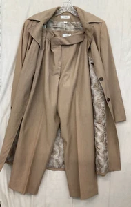 LARRY LEVINE FOR DRESS BARN WOMAN 2 PC LINED BROWN PANTS W/LONG JACKET OR COAT - Picture 1 of 5