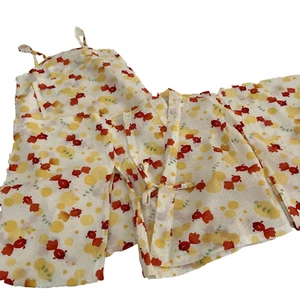 Japanese Cotton Seersucker White, Orange Yellow Kimono Top & Dress Girls Sz 3-4 - Picture 1 of 16