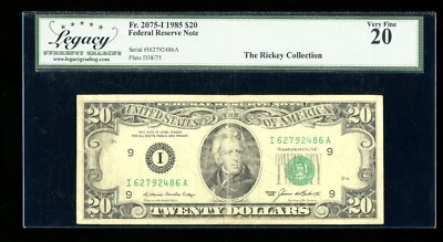 DBR 1985 $20 FRN Minneapolis Fr. 2075-I Legacy VF-20 Serial I62792486A - Image 1 of 2