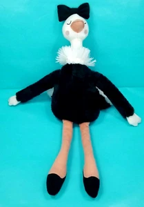 Ostrich Ballerina Plush Stuffed Animal Bird White Black Large 20" Long Pillow - Picture 1 of 7