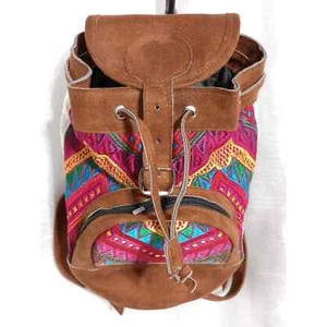 Southwest bestickter regenbogenfarbener Mini Rucksack Wildleder Tasche - Bild 1 von 6